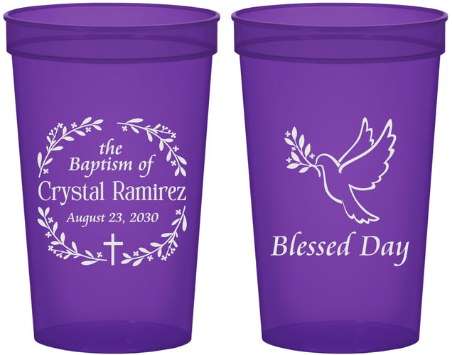 Custom Baptism 22 oz Translucent Cups - Blessed Day | 290006