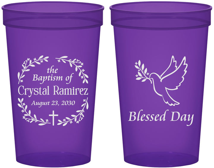 Custom Baptism 22 oz Translucent Cups - Blessed Day | 290006