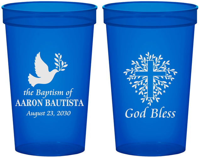 Custom Baptism 22 oz Translucent Cups - God Bless | 290007