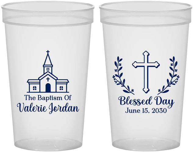Custom Baptism 22 oz Translucent Cups - Blessed Day | 290009