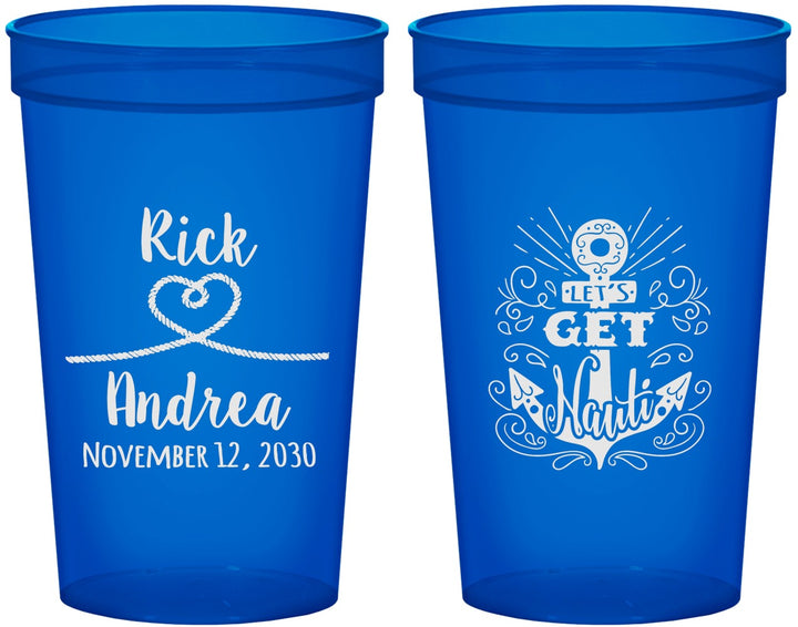 Custom Wedding 22 oz Translucent Cups - Lets Get Nauti | 292