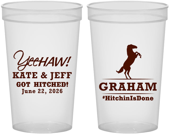 Custom Wedding 22 oz Translucent Cups - Got Hitched | 296