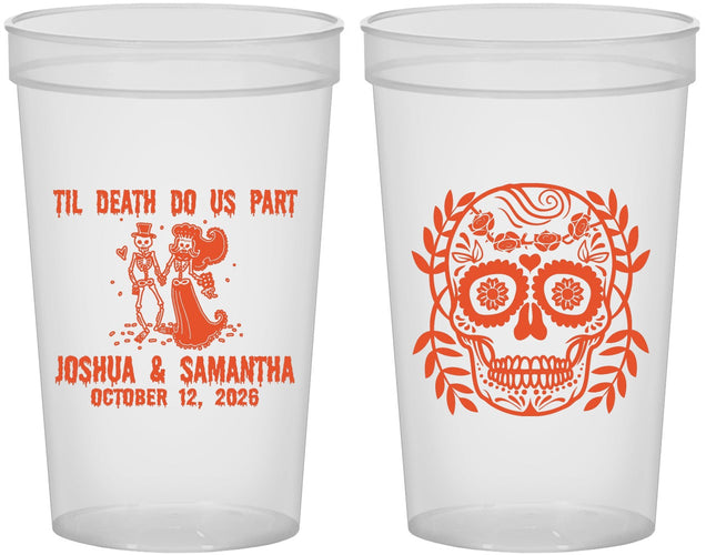 Custom Wedding 22 oz Translucent Cups - Til Death Do Us Part | 297