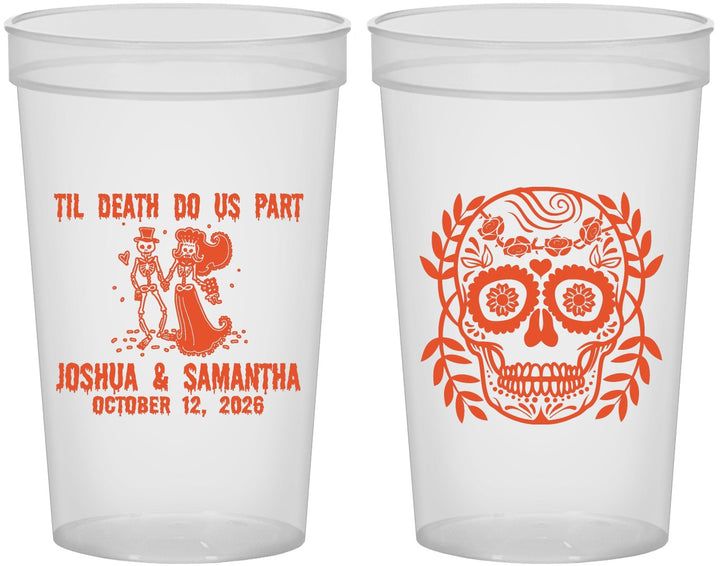 Custom Wedding 22 oz Translucent Cups - Til Death Do Us Part | 297