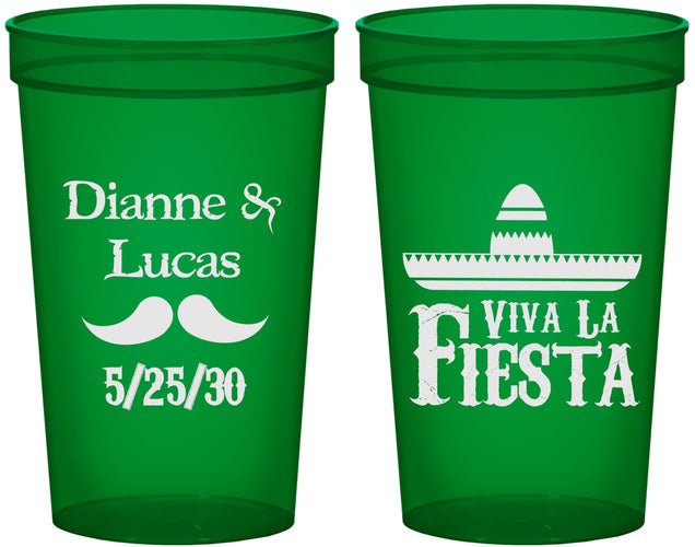 Custom Wedding 22 oz Translucent Cups - Viva La Fiesta | 299
