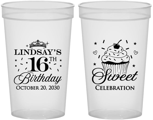 Custom 16th Birthday 22 oz Translucent Cups - Cupcake | 300000