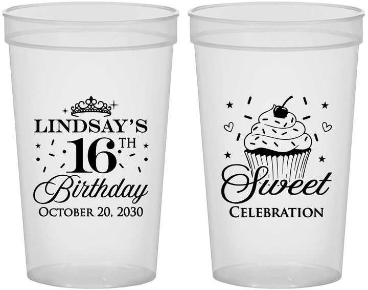 Custom 16th Birthday 22 oz Translucent Cups - Cupcake | 300000