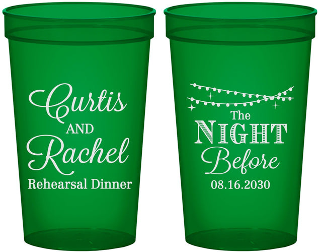 Custom Rehearsal Dinner 22 oz Translucent Cups - The Night Before | 30006