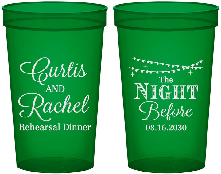 Custom Rehearsal Dinner 22 oz Translucent Cups - The Night Before | 30006