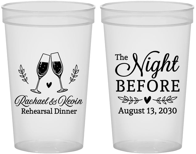 Custom Rehearsal Dinner 22 oz Translucent Cups - The Night Before | 30008