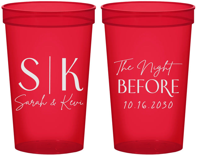 Custom Rehearsal Dinner 22 oz Translucent Cups - The Night Before | 30009