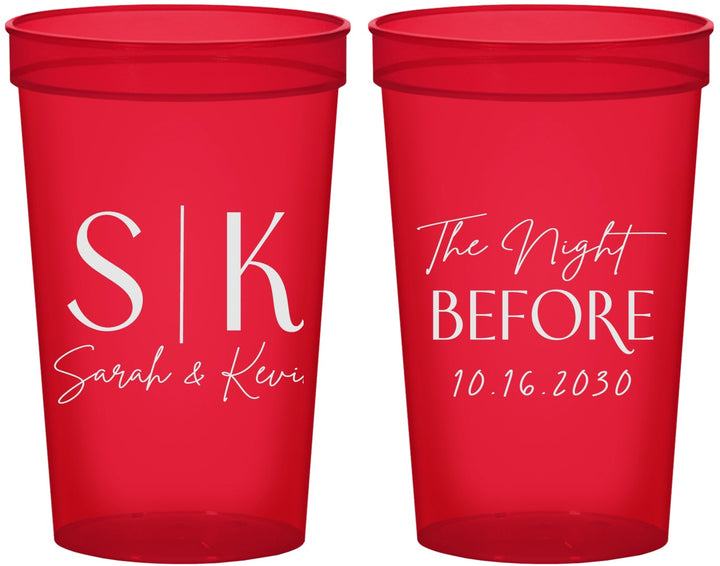 Custom Rehearsal Dinner 22 oz Translucent Cups - The Night Before | 30009