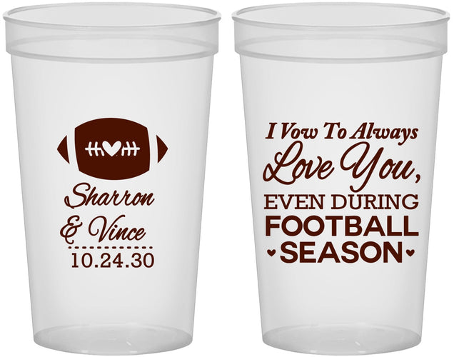 Custom Wedding 22 oz Translucent Cups - Football | 302