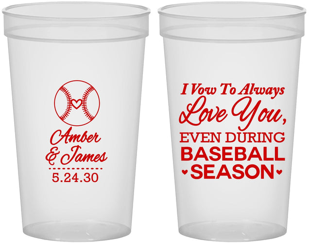 Custom Wedding 22 oz Translucent Cups - Baseball | 303