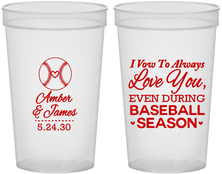 Custom Wedding 22 oz Translucent Cups - Baseball | 303