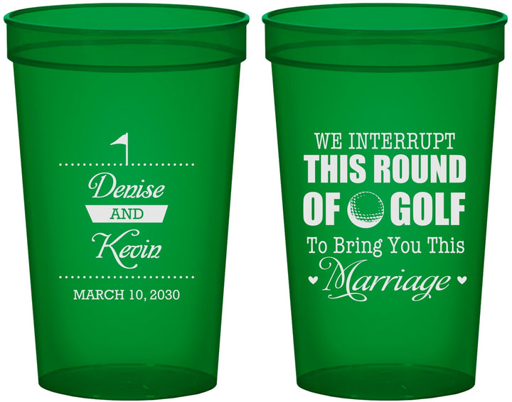 Custom Wedding 22 oz Translucent Cups - We Interrupt Golf | 309