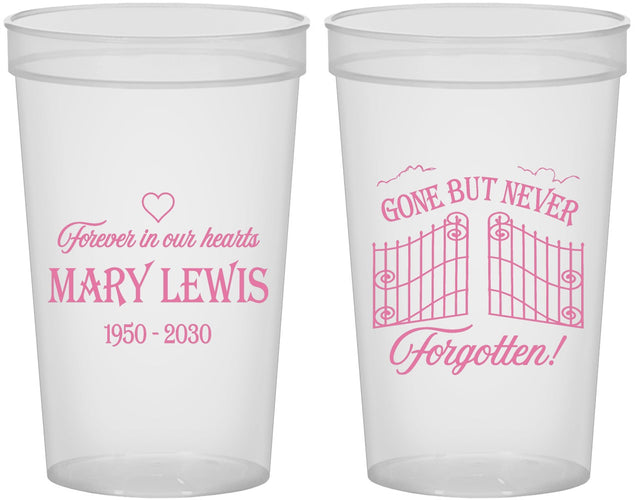 Custom Memorial 22 oz Translucent Cups - Gone But Never Forgotten | 310001