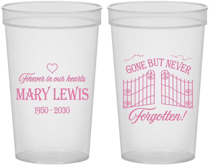 Custom Memorial 22 oz Translucent Cups - Gone But Never Forgotten | 310001
