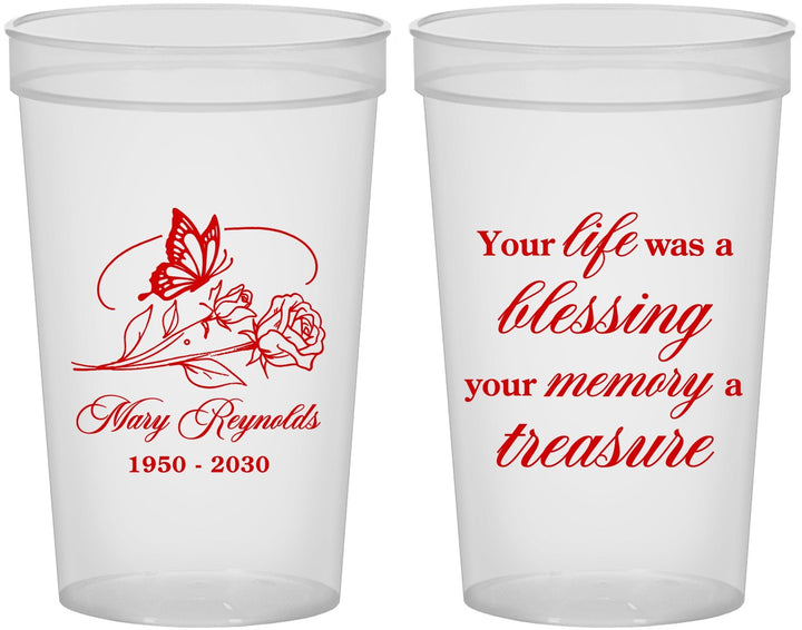 Custom Memorial 22 oz Translucent Cups - Life Blessing Memory | 310005