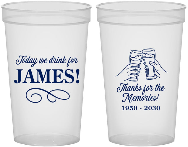 Custom Memorial 22 oz Translucent Cups - Thanks For The Memories | 310011