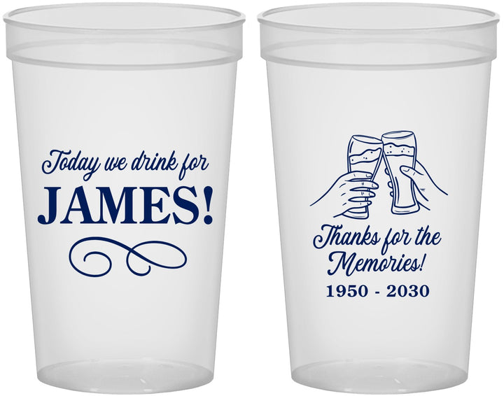Custom Memorial 22 oz Translucent Cups - Thanks For The Memories | 310011