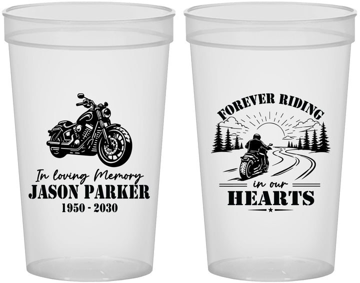 Custom Memorial 22 oz Translucent Cups - Riding In Our Hearts | 310014