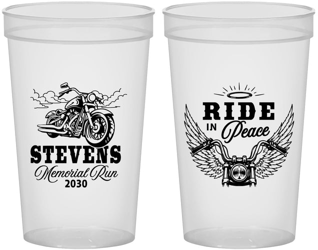Custom Memorial 22 oz Translucent Cups - Ride In Peace | 310015