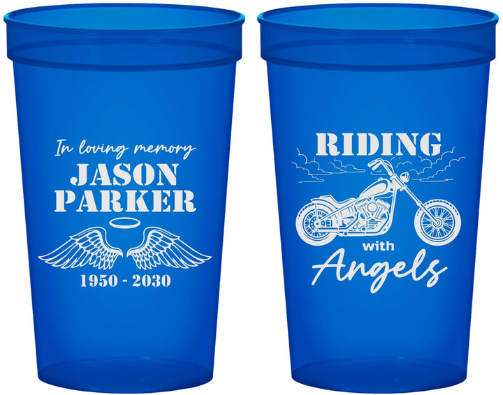 Custom Memorial 22 oz Translucent Cups - Riding With Angels | 310018