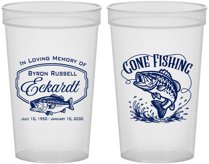 Custom Memorial 22 oz Translucent Cups - Gone Fishing | 310022