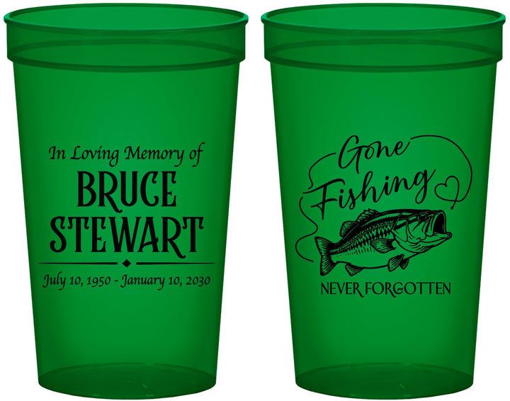 Custom Memorial 22 oz Translucent Cups - Gone Fishing | 310023