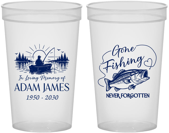 Custom Memorial 22 oz Translucent Cups - Gone Fishing | 310024