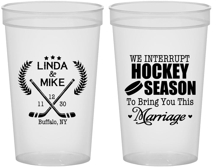 Custom Wedding 22 oz Translucent Cups - We Interrupt Hockey | 312