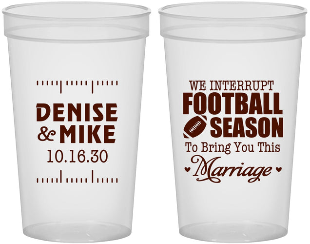 Custom Wedding 22 oz Translucent Cups - We Interrupt Football | 314