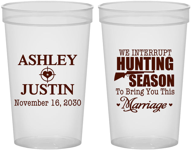 Custom Wedding 22 oz Translucent Cups - We Interrupt Hunting | 316