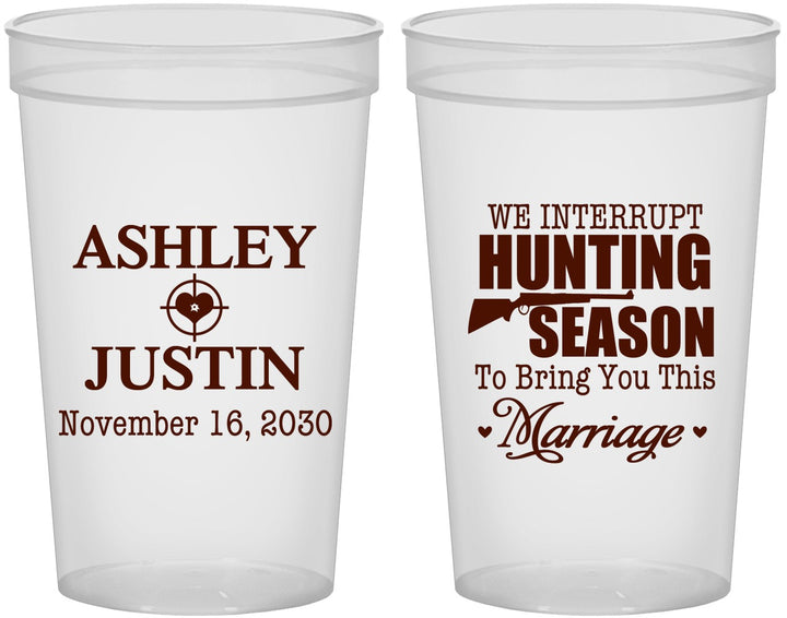 Custom Wedding 22 oz Translucent Cups - We Interrupt Hunting | 316