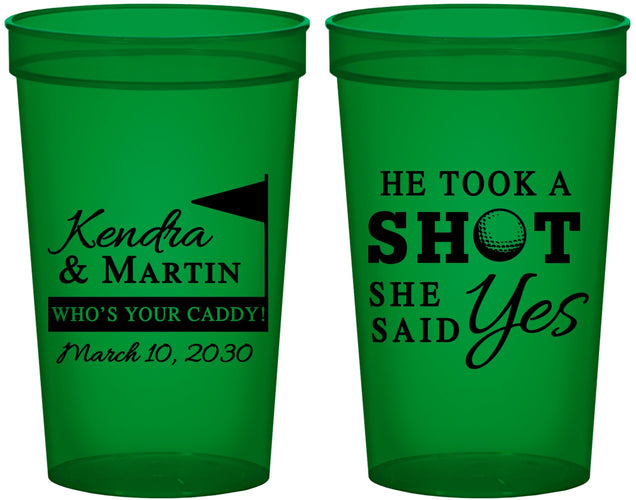Custom Wedding 22 oz Translucent Cups - Took A Shot Golf | 320