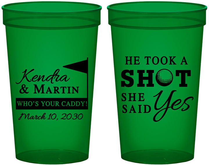 Custom Wedding 22 oz Translucent Cups - Took A Shot Golf | 320