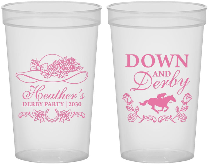 Custom Derby Day 22 oz Translucent Cups - Down And Derby | 320001