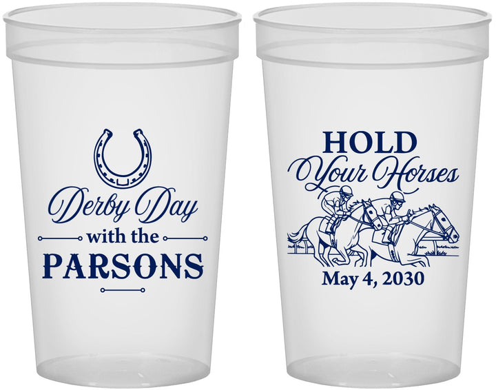 Custom Derby Day 22 oz Translucent Cups - Hold Your Horses | 320008