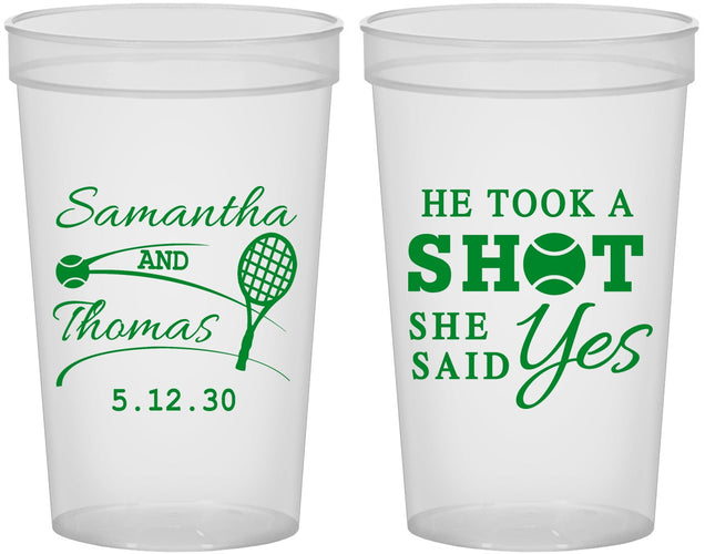 Custom Wedding 22 oz Translucent Cups - Took A Shot Tennis | 321