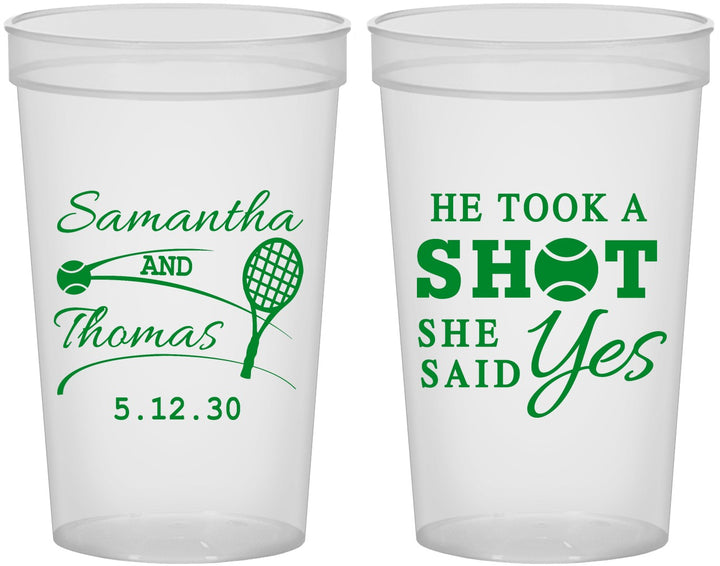 Custom Wedding 22 oz Translucent Cups - Took A Shot Tennis | 321