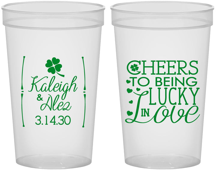 Custom Wedding 22 oz Translucent Cups - Lucky In Love | 328