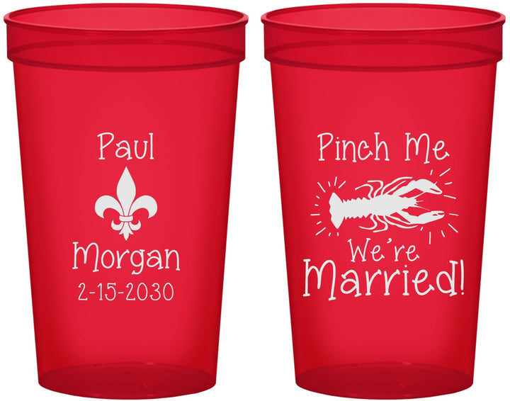 Custom Wedding 22 oz Translucent Cups - Crawfish Boil | 330