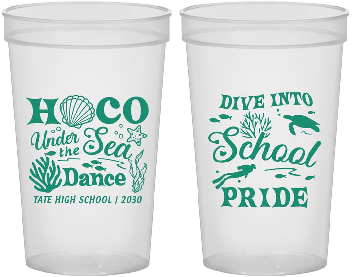 Custom Homecoming 22 oz Translucent Cups - Hoco Under The Sea | 330000