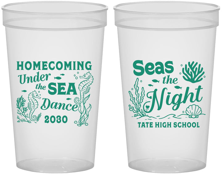 Custom Homecoming 22 oz Translucent Cups - Under The Sea Dance | 330001