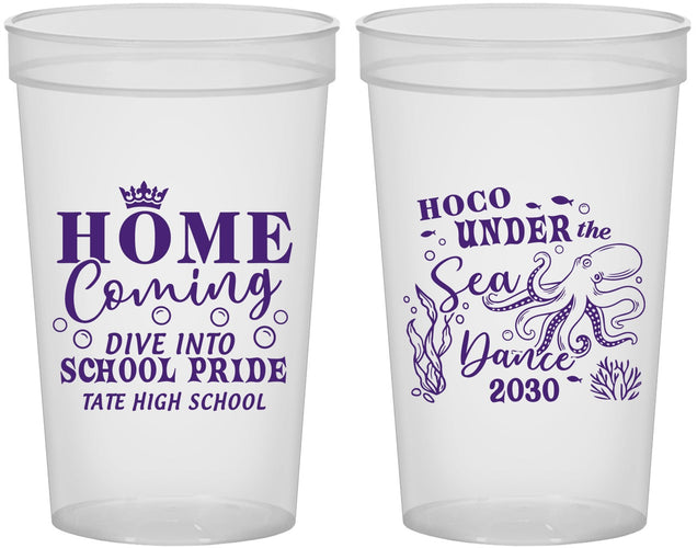 Custom Homecoming 22 oz Translucent Cups - Under The Sea Dance | 330002