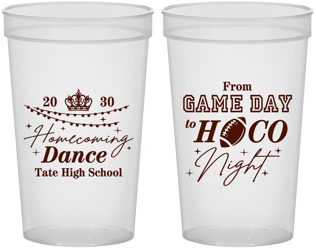 Custom Homecoming 22 oz Translucent Cups - Gameday To Hoco Night | 330005
