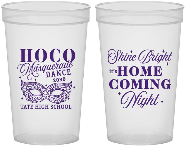 Custom Homecoming 22 oz Translucent Cups - Hoco Masquerade Dance | 330009