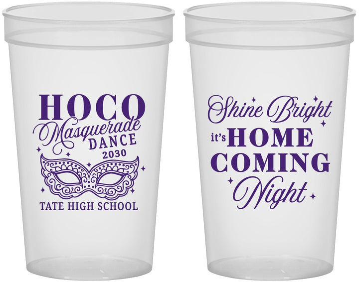 Custom Homecoming 22 oz Translucent Cups - Hoco Masquerade Dance | 330009