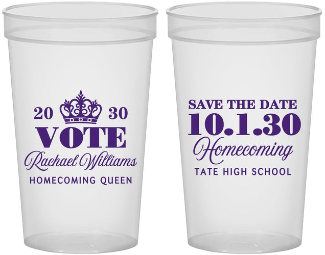 Custom Homecoming 22 oz Translucent Cups - Hoco Queen Vote | 330020